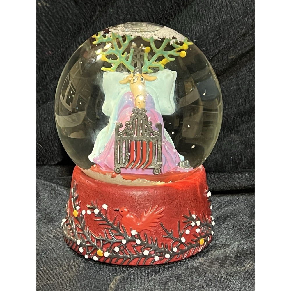 IOB WORKING Dept 56 Musical Snow Globe "Put On a Happy Face" Reindeer (2307)